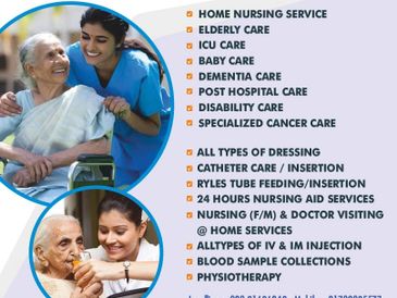 Healthcare services flyer showcasing various nursing and medical care options.