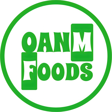 Green and white logo of OANM Foods with stylized text.
