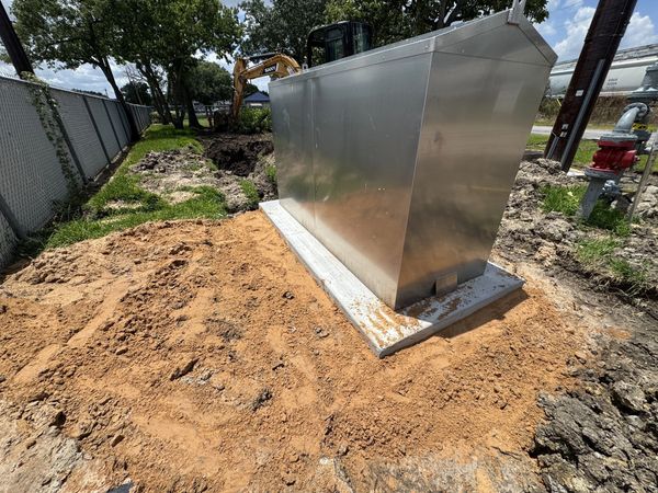 Fire line backflow enclosure and hydrant at Sulzer in La Porte, TX - installed by JNL