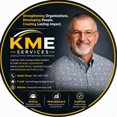 Professional business executive promoting KME Services focused on organizational growth.