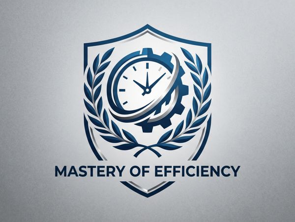 Logo with clock and gear symbolizing efficiency mastery.
