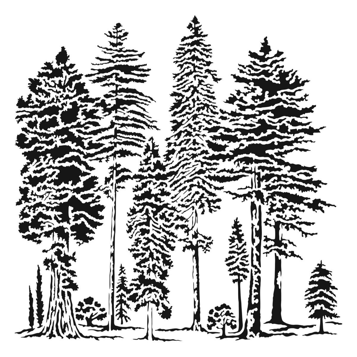 ST1040s 6 X 6 Mini Majestic Forest Stencil