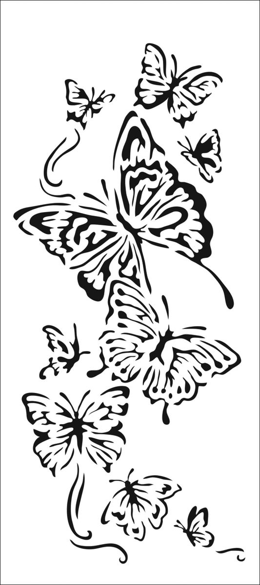 ST2318 4" x 9" Slim Flying Butterflies Stencil