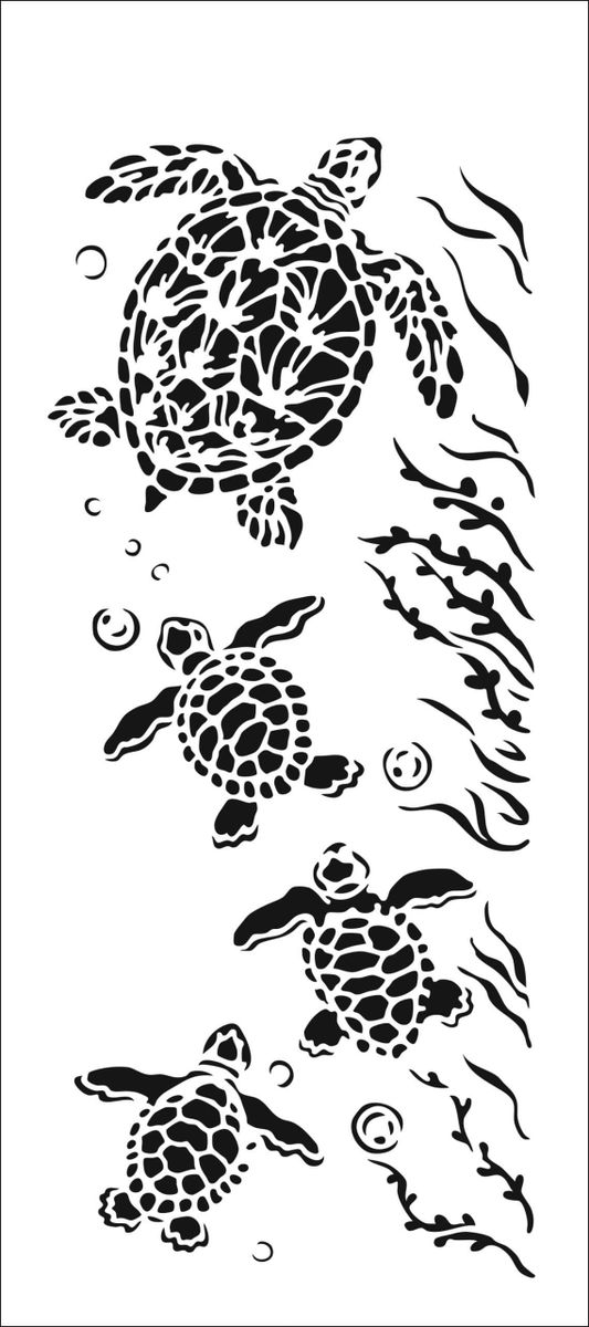 ST2319 4" x 9" Slim Sea Turtle Family Stencil