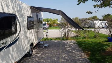 Side view of caravan canopy awning