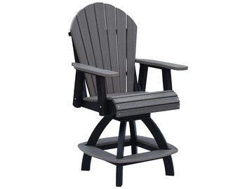 Modern black Adirondack swivel chair with footrest.