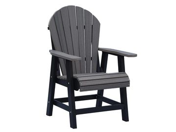 Black Adirondack chair with a slatted back and armrests.