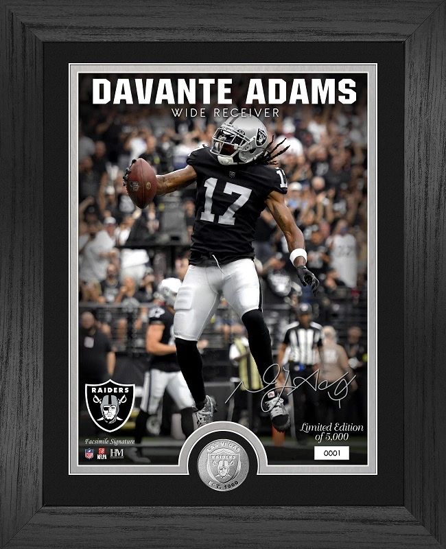 Davante Adams in Action Las Vegas Raiders Autographed Framed Football Photo