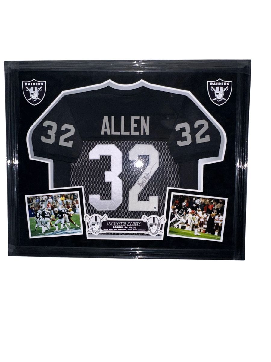 Marcus Allen Signed & Framed Black Oakland Raiders Jersey Auto Beckett  COA