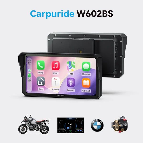 Carpuride W602BS motorcycle digital dashboard display.