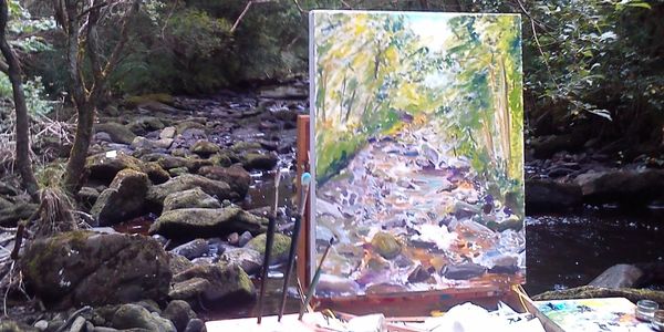 Easel in the water at Glenbarrow 