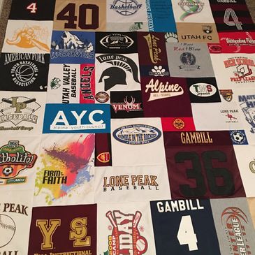 Custom T-shirt Quilt pieces by Mountain Cabin Quilts