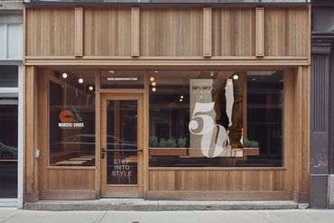 store front with ad