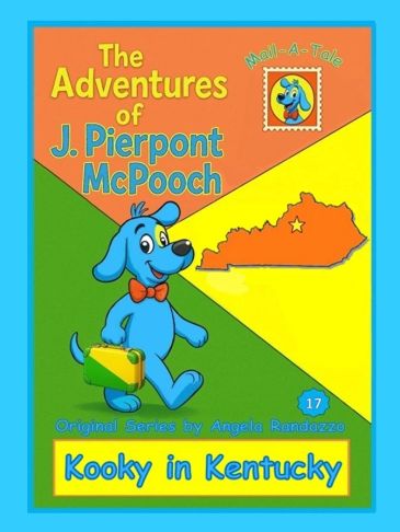 Cover of a children's book featuring a blue dog named J. Pierpont McPooch in Kentucky.