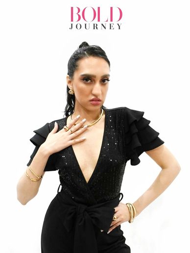 Diane Lachhman wears NYCFASHIONJEWELS for Bold Journey Magazine 2025.