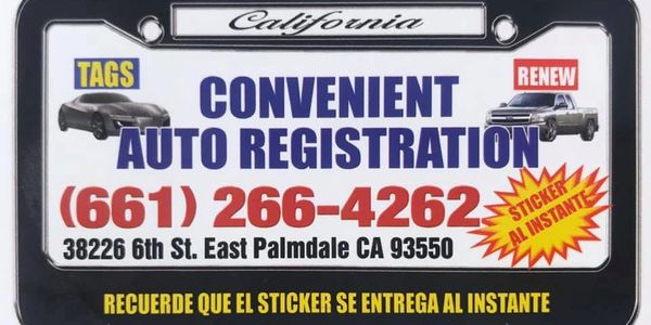 Convenient Auto Registration is located in Palmdale, CA, Phone Number 661-266-4262. 