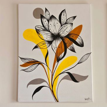 A graceful fusion of bold lines and soft tones, Golden Bloom Harmony captures the quiet elegance of 