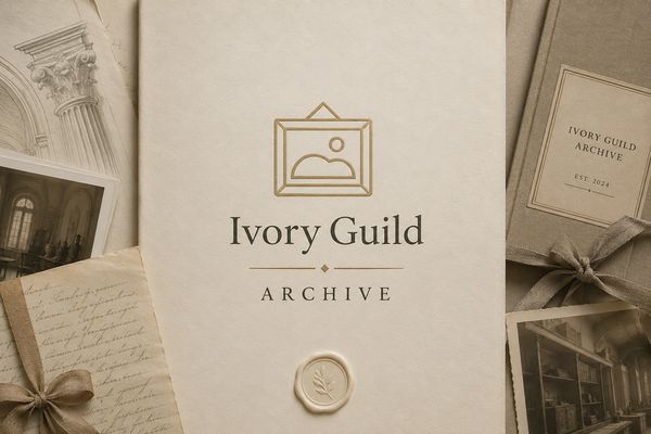 Ivory Guild Archive logo on elegant stationery.