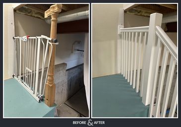 stair handrail fix, before and after