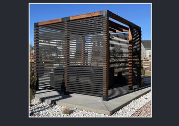 custom pergola, modern style with privacy slats