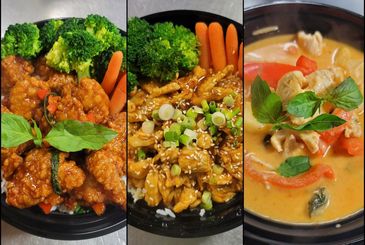 Basil Chicken, Teriyaki Creation, Red curry