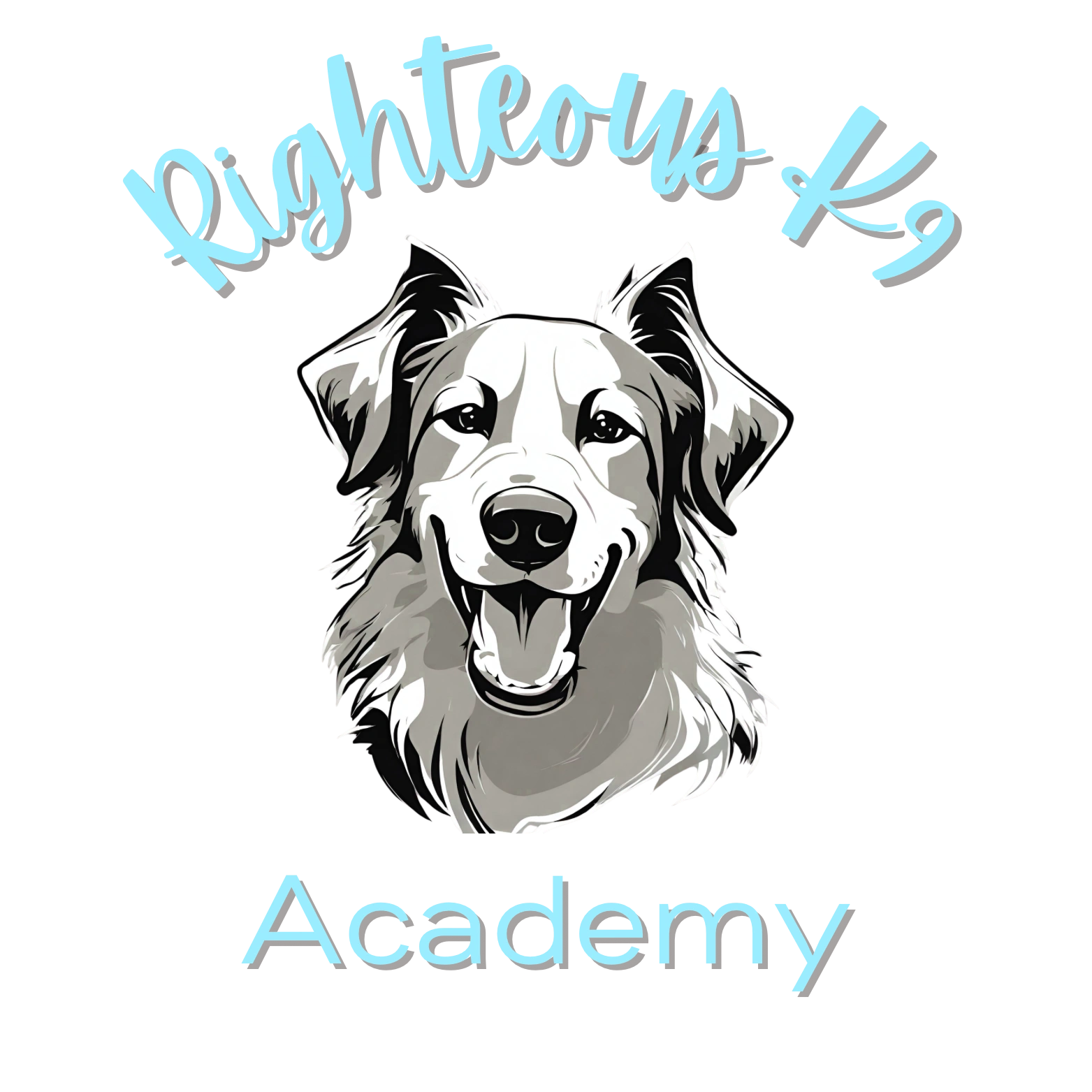 Happy dog logo with 'Righteous K9 Academy' text.