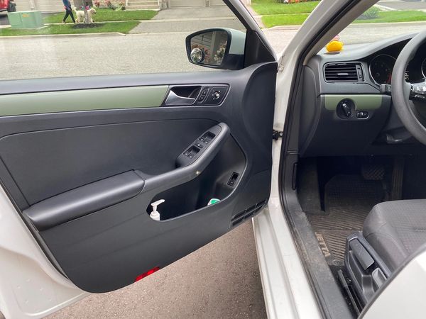 Matte Military Green accents on a VW Jetta's interior trim
