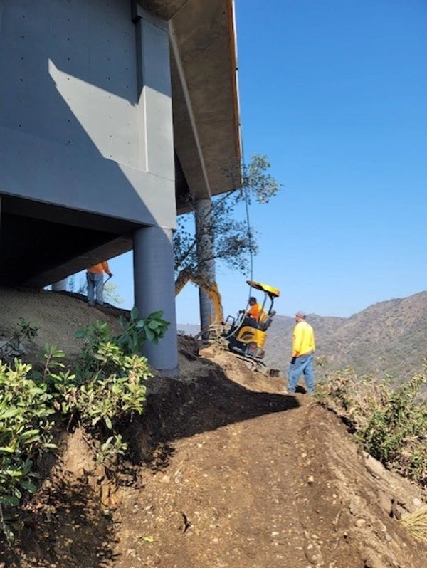 Steep hillside excavation in Beverly Hills.