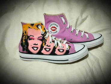 Handpainted Custom Converse Shoes. Marilyn Monroe themed