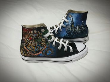 Handpainted Custom Converse Shoes. Harry Potter themed