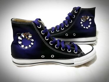 Handpainted Custom Converse Shoes. Beetlejuice themed