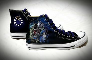 Handpainted Custom Converse Shoes. Beetlejuice themed