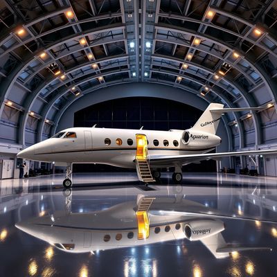 Side angle view of a private jet
