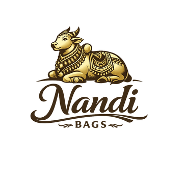 Golden Nandi bull logo with decorative elements and text.