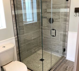Heavy Glass shower, custom shower, shower door, custom glass, glass repair
