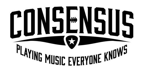 Black and white logo saying 'CONSENSUS' with a guitar head symbol.