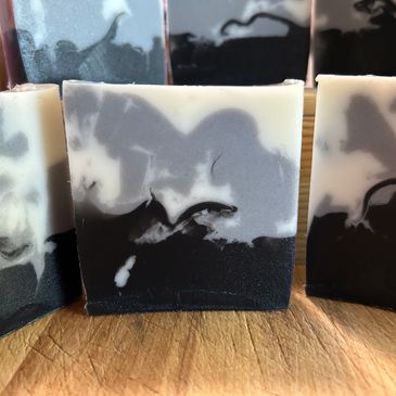 Black, white and gray swirl soap.