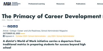 Article about career development and student preparation for success beyond high school.