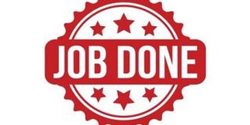 Image of a stamp seal that says "Job done"