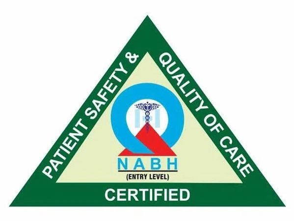 NABH certified logo emphasizing patient safety and quality of care.