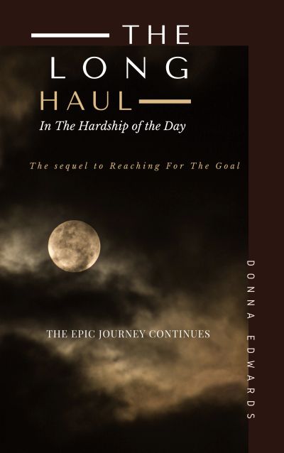 Book cover showing a moonlit sky with clouds and title 'The Long Haul' by Donna Edwards.