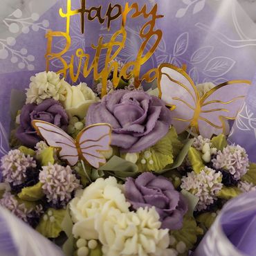 Purple, lilac and white mini cupcake bouquet