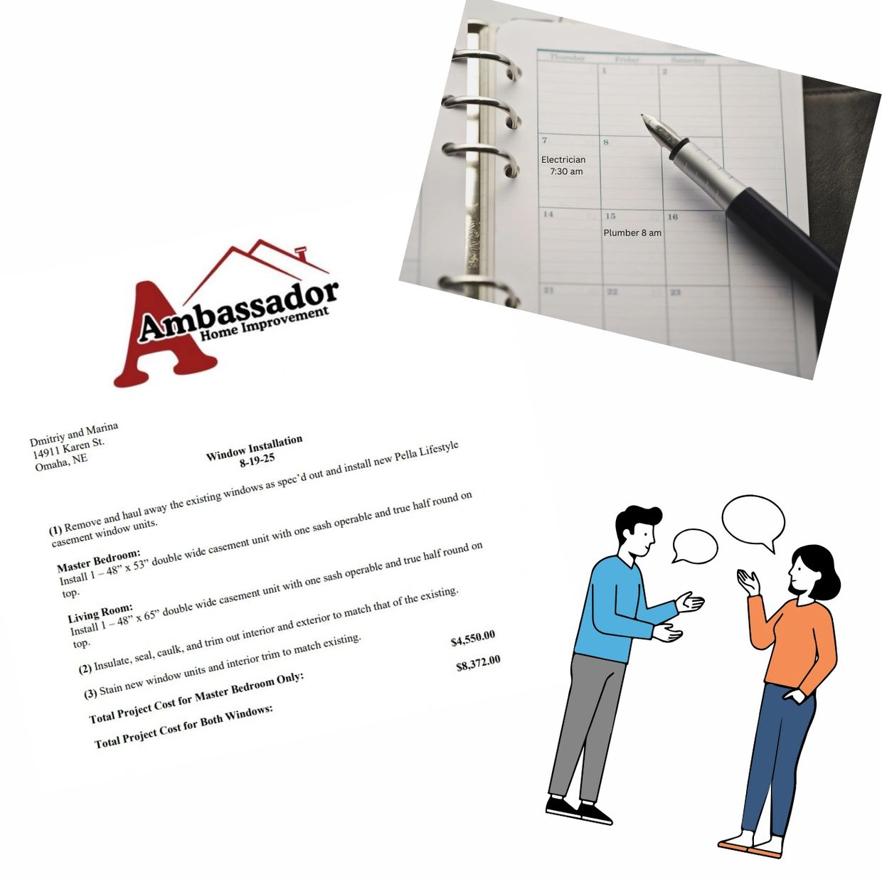 Home improvement plan with schedule and discussion.