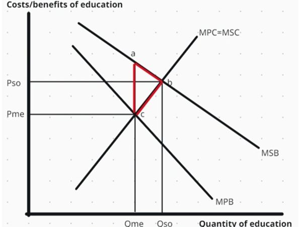 Positive externalities of consumption diagram showing the benefits to society of greater educational