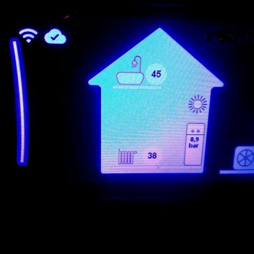 Smart home temperature and pressure control display.