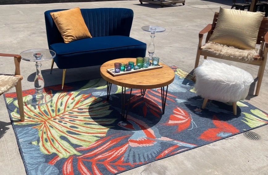 Glam Blue Velvet Armless Loveseat