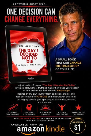 Promotional image for 'The Day I Decided Not To Die' Kindle book by Rob Lopicola.