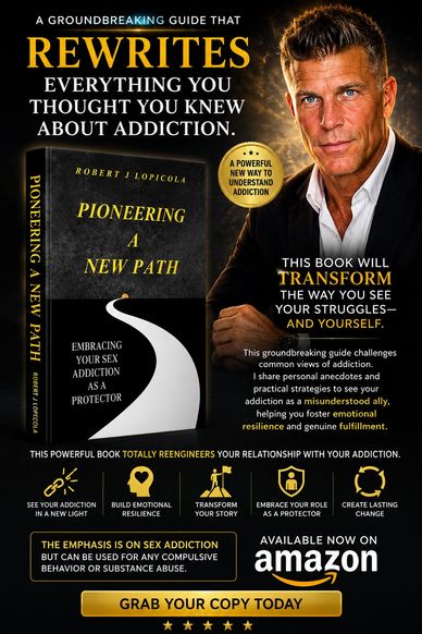 Book cover promoting a groundbreaking guide on addiction and sex addiction recovery.