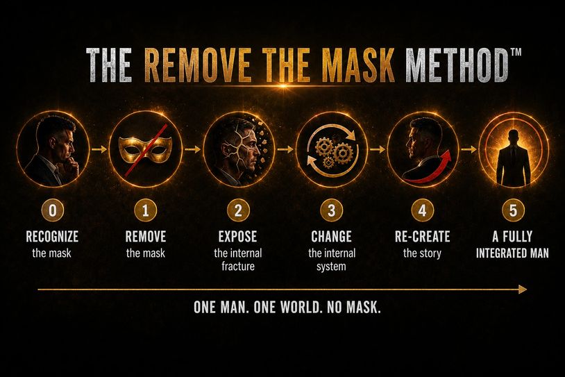 The Remove The Mask Method outlines six steps to personal transformation and integration.