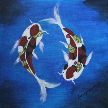 koifish,acrylic,colorful,fenshui,luck